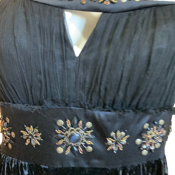 Sue Wong Nocturne Black Velvet Silk Crepe Beaded Halter Dress sz 10 - Picture 8 of 12
